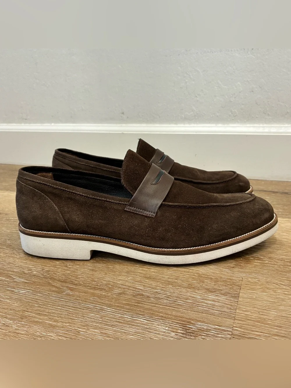 Kemal Tanca Brown Suede Penny Loafers Men's EU 44 US 10 Casual Dress Shoes
